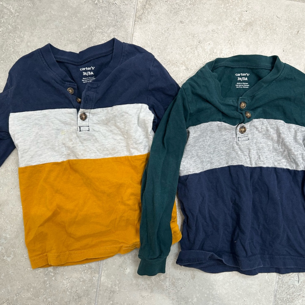 Carter's 3T Boy Colorblock Button Down Shirts - Navy, Mustard, Green, Gray